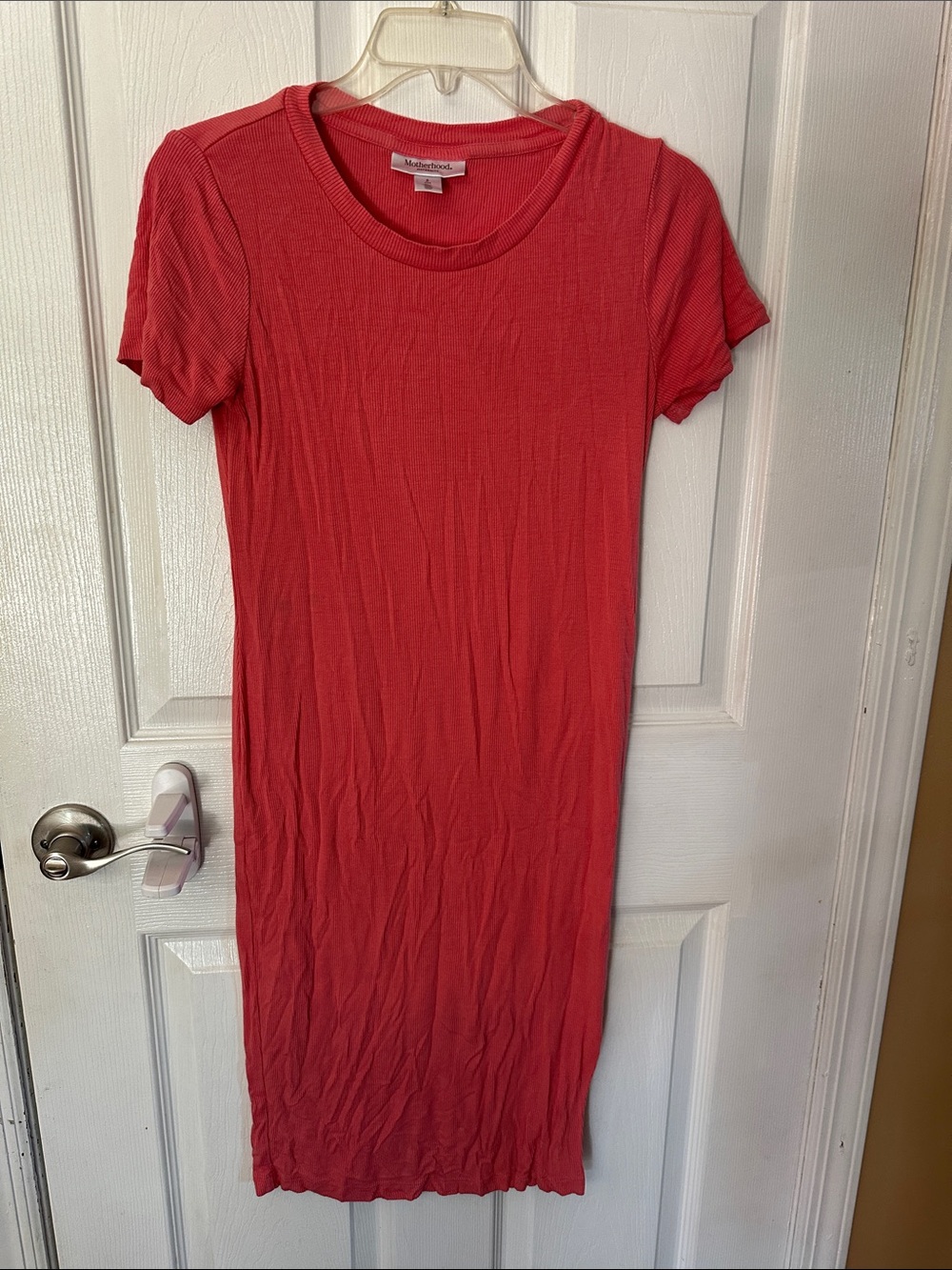 Motherhood maternity Coral Ribbed T-Shirt Dress